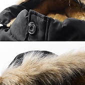 baratos Blusões e Parkas para Homem-Homens Jaqueta de Inverno Casaco de lã Jaqueta casual Diário Férias Térmico / Quente Bolsos Tosão Outono &amp; inverno Tecido Moda Roupa de rua Com Capuz Padrão Preto Azul Royal cáqui Verde Tropa Casaco