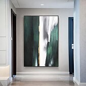 cheap Abstract Paintings-Handmade Oil Painting Canvas Wall Art Decoratio Modern Green Abstract for Home Decor Rolled Frameless Unstretched Painting