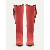 levne Cowboy &amp; Western Boots-dámské retro třásňové semišové kozačky ve westernovém stylu - hnědé kozačky na podpatku do půl lýtek pro ležérní a boho outfity