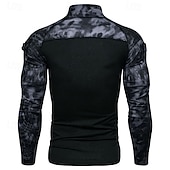 cheap Tops-Men's Outdoor Shirt Hiking Shirt Tactical Military Shirt Long Sleeve Quarter Zip Top Outdoor Soft Breathable Summer Polyester Patchwork Black Army Green Grey Gym Climbing Camping / Hiking / Caving