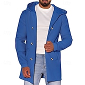 billiga Trenchcoat för män-Herr Peacoat Trenchcoat Dagligen Semester Höst vinter 50% bomull Håller värmen Ytterkläder Kläder Mode Klassisk Slät Ficka Huva Dubbelknäppt