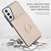 Недорогие Чехлы для Samsung-телефон Кейс для Назначение S24 Ultra Plus S23 S22 S21 S20 Ultra Plus FE A55 5G A14 A54 A72 А73 А53 A71 A12 Кейс на заднюю панель со стендом Кольца-держатели Разъем для карты Ретро ТПУ Кожа PU