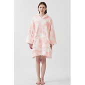cheap Wearable Blanket-Wearable Blanket Hoodie for Women Men Kids, Oversized Hooded Blanket, Super Warm Soft Sherpa Blanket Sweatshirt, Peach Tie-Dye