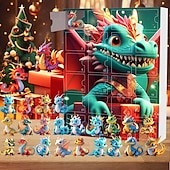 cheap Advent Calendar-Christmas Advent Calendar Ornaments,2D Acrylic Cute Dragon Baby 24pcs Christmas Ornament Kit Gift 24 Days Countdown Mini Hanging Tree Xmas Ornaments for Christmas Party Decorations