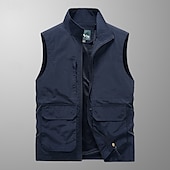 Недорогие Жилеты-Муж. Жилет для туризма и прогулок Весна Осень на открытом воздухе Быстровысыхающий Удобный Жилет Охота Рыбалка Восхождение Черный Военно-зеленный Хаки Темно-синий Серый