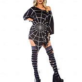 levne Dámské Kostýmy-Beetlejuice Lydia Deetzová pavoučí síť Pláštěnka Pončo Dospělé Dámské Sexy kostým Večírek Karneval Plesová maškaráda Jednoduchý karnevalový kostým