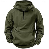 voordelige basic hoodies voor heren-Voor heren Sweatshirt met kwartrits Raglan-hoodie Tactische capuchon Zwart Leger Groen Marineblauw Donkergrijs Capuchon Halve rits Kleurenblok Lapwerk Zak Kwart ritssluiting Werk Sport &amp; Outdoor