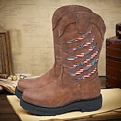 billiga Cowboy &amp; Western Boots-Herr Stövlar Cowboystövlar Militärkängor Plusstorlekar Ledigt Utomhus Dagligen PU Andningsfunktion Bekväm Halksäker Slip-on Svart Brun Höst Vinter