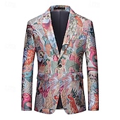 preiswerte Blazer &amp; Jacke-Herren Blazer-Jacke Klassisch Blumen Blazer Mehrfarbig Weite Passform Einreiher - 1 Knopf