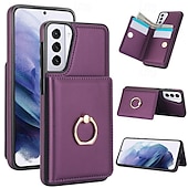 Недорогие Чехлы для Samsung-телефон Кейс для Назначение S24 Ultra Plus S23 S22 S21 S20 Ultra Plus FE A55 5G A14 A54 A72 А73 А53 A71 A12 Кейс на заднюю панель со стендом Кольца-держатели Разъем для карты Ретро ТПУ Кожа PU