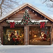 tanie Osłony drzwi garażowych na Boże Narodzenie-Boże Narodzenie na zewnątrz garaż drzwi pokrywa xmas baner święty mikołaj centrum handlowe duże tło świąteczne dekoracja na święta zewnętrzne garaż drzwi dekoracje ścienne domu