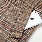 voordelige Trenchcoat voor heren-Voor heren Wollen jas Overjas Regenjas Lange trenchcoat Dagelijks Vakantie Herfst winter Polyester Thermisch Warm Winddicht bovenkleding Kleding Modieus Klassiek Ruitjes Zak Revers Enkele rij knopen