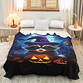 baratos Cobertores &amp; Mantas-cobertor com tema de halloween com personagens e abóboras aconchegante e assustador