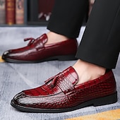 economico Semi-formale-mocassini da uomo in pelle stampata coccodrillo di lusso con dettaglio nappa - eleganti scarpe slip-on per abbigliamento formale e da lavoro