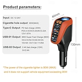 cheap Car Charger-12/24V Car Lighter Charger Universal Fast Charging 66W QC3.0 USB PD20W Type-C Power Supply Socket Adapter 4in1 with LCD Display for Driver RTV SUV MPV