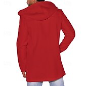 billiga Trenchcoat för män-Herr Peacoat Trenchcoat Dagligen Semester Höst vinter 50% bomull Håller värmen Ytterkläder Kläder Mode Klassisk Slät Ficka Huva Dubbelknäppt