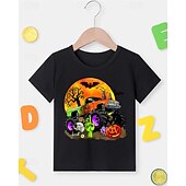 voordelige Jongens 3D Visie &amp; Geometrie-Halloween Jongens 3D Pompoen Automatisch T-shirt Tops Korte mouw Zomer Modieus Sport Polyester Kinderen 4-12 jaar Strakke ronde hals Casual Alledaagse kleding Vakantie Normale pasvorm