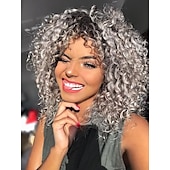 abordables Perruques Synthétiques Sans Bonnet-perruques afro bouclées avec frange pour femmes noires perruque synthétique bouclée crépue résistante à la chaleur pour une fête quotidienne