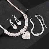 voordelige Sieradensets-Bruidssieradensets 3 Gesimuleerde diamant 1 Ketting 1 Armband Oorbellen Dames Klassiek Zoet Schattig Klassiek Hart Liefde Sieraden set Voor Bruiloft Halloween Lahja