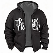 Men's Spooky Halloween Trick or Treat Graphic Full Zip Hoodie 17