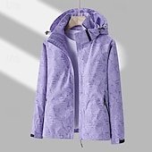 baratos Fleece &amp; Casacos 3 em 1-Mulheres Jaqueta Softshell Jaqueta de Trilha Quebra-Vento de Trilha Inverno Ao ar livre Botânico floral Prova-de-Água A Prova de Vento Bolso Múltiplo Zíper Frontal Jaqueta leve Zip Completo Campismo