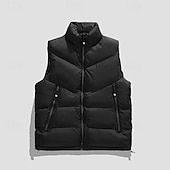 economico Gilet-Per uomo Smanicato Gilet imbottito Gilet Giornaliero Appuntamento Da mare Di tendenza Informale Autunno inverno Tasche Poliestere Tenere al caldo Comodo Liscio Cerniera Colletto alla coreana Standard