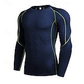economico T-shirt e Canottiere da Corsa-Per uomo Maglia a compressione Maglia atletica Maglietta da Palestra Maglietta Fitness Manica Lunga Maglietta Casuale Athleisure Autunno Blocco di colori Asciugatura Rapida Morbido Traspirante
