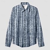 cheap Birds &amp; Animals-Men&#039;s Snake Print Shirt Aloha Shirt Long Sleeve Vintage Fashion Designer Outdoor Casual Daily Spring &amp;  Fall Collar Button-Down Blue Green Gray