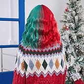 お買い得  パーティーウィッグ-人工毛ウィッグ ユニフォーム キャリアコスチューム プリンセス カール ウェーブ ミドル部 レイヤード・ヘアカット 機械製 かつら 14 インチ ローズ / グリーン 合成 女性用 コスプレ パーティー ファッション 多色