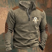 olcso Alap pulóverek-Férfi Pulóver Negyed cipzáras pulóver Medence Barna Khakizöld Világos szürke Sötétszürke Fél cipzár Grafika Tehén Nyomtatott Nyomtatott Negyed irányítószám Karácsony Napi Szabadság Egyéb nyomatok