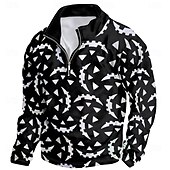 baratos Moletons 3D masculinos-Homens Gráfico Escuro Moletons Moletom com zíper Manga Longa Moletom Colarinho Chinês Diário Casual Vintage retrô Impressão 3D Férias Para Noite Streetwear Imprimir Primavera &amp; Outono