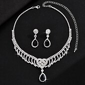 cheap Jewelry Sets-Bridal Jewelry Sets Two-piece Suit Imitation Diamond 1 Necklace Earrings Women&#039;s Classic Sweet Lovely Classic Love Precious Jewelry Set For Wedding Gift