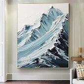 abordables Peintures paysages-peinture enneigée bleue et blanche peinture de montagne faite à la main œuvre d&#039;art texturée épaisse peinture à l&#039;huile couteau à palette peint à la main peinture de montagne peintures à l&#039;huile 3D