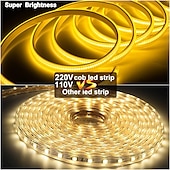 preiswerte COB-Streifenlichter-3M 5m 10m Lichtsets 288 LEDs COB 15mm 1 Set Lichterketten &amp; Zubehör 1 Set Warmweiß Weiß Netual Weiß LED Neonlichte Draussen Wasserdicht Urlaub 220-240 V 110-120 V