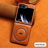 baratos Capa Samsung-telefone Capinha Para Samsung Galaxy Z Virar 6 Z Flip 5 Z Flip 4 Z Flip 3 Capa traseira Com Suporte Suporte para carregamento sem fio Antichoque Retro TPU Couro PU