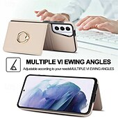 Недорогие Чехлы для Samsung-телефон Кейс для Назначение S24 Ultra Plus S23 S22 S21 S20 Ultra Plus FE A55 5G A14 A54 A72 А73 А53 A71 A12 Кейс на заднюю панель со стендом Кольца-держатели Разъем для карты Ретро ТПУ Кожа PU