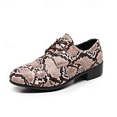 baratos Semi-formal-sapatos sociais masculinos com cadarço e estampa de cobra - sapatos oxford formais com padrão exótico para festas e eventos