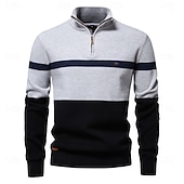 preiswerte Herrenpullover-Marke hochwertige Baumwollpullover für Männer Reißverschluss Rollkragen Pullover Männer Herbst Winter gestreiften warmen Herren Polo-Pullover