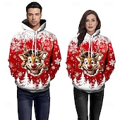 abordables Sudaderas &amp; Sudaderas con capucha-Navidad Papá Noel Sudadera Sudadera con capucha navideña divertida 3D Navidad Bolsillo delantero Gráfico Para Pareja Hombre Mujer Adulto Mascarada Impresión 3D Fiesta Casual Diario