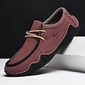 cheap Men&#039;s Slip-ons &amp; Loafers-Men&#039;s Green Casual Faux Leather Loafers with Brown Accents and Hand-Stitched Detailing – Lightweight Slip-On Moccasin Shoes for Outdoor and Everyday Wear