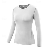 abordables T-shirts et Débardeurs de Course-Femmes T-shirt de compression T-shirt athlétique T-shirt de Gym T-shirt de Fitness manche longue T-shirt Occasionnel Athleisure Automne Couleur Unie Séchage Rapide Doux Respirant Entraînement en