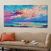 abordables Peintures paysages-peinture à l&#039;huile 3D faite à la main sur l&#039;océan art mural fait à la main peinture à l&#039;huile sur toile de vagues de mer peintes à la main peinture abstraite texturée 3D paysage de plage peinture à