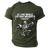 billiga Mäns grafiska t -shirt-Herr Dödskalle Rolig brevtryck T-shirt T-tröja 100 % bomull Kortärmad Grafisk Skjorta Svart Armégrön Mörkblå Bekväm t-shirt Gata Utomhussport Modedesignerkläder