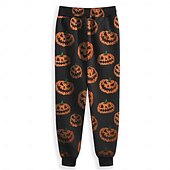 abordables Pantalons d&#039;Halloween-Halloween Potiron Décontractées Sombre Homme Joggings Pantalon Jogger Pantalon Poche Taille médiale Taille élastique avec cordon de serrage Soirée Quotidien Printemps Automne Hiver 3D effet Standard