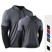 baratos Camisetas e Regatas de Corrida-Homens Camisetas Compressão Camisa Atlético camisa de ginástica Camisa Fitness 2 em 1 Manga Longa Moletom Casual Roupa Esportiva Outono Respirável Secagem Rápida Macio Treino de Ginástica Corrida