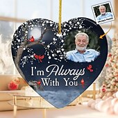 billige Minnegave-Personlig hengende foto ornamenter minne jeg er alltid med deg akryl 2D tilpasset dekorasjon juletrær Xmas dekorasjon hengende anheng gaver