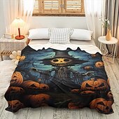 baratos Cobertores &amp; Mantas-cobertor com tema de halloween com personagens e abóboras aconchegante e assustador