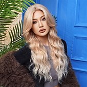 voordelige Synthetische trendy pruiken-Synthetische pruiken Uniformen carrière Kostuums Prinses Gekruld Golvend Middelste stuk Gelaagd kapsel Machinegemaakt Pruik 66.0 cm Goudroze Synthetisch haar Dames Cosplay Feest Modieus Roze