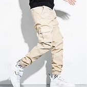 abordables Pantalons Cargo-Homme Pantalon Cargo Pantalon Jogger Pantalon Cordon Taille elastique Multi poche Plein Vestimentaire Extérieur du quotidien Camping et randonnée Mode Classique Noir Vert Véronèse