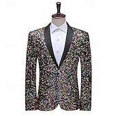 cheap Party Blazer-Men&#039;s Blazer Jacket Tuxedo Party Sparkle Sequin Polka Dot Blazer Black White Green Standard Fit Single Breasted One-button